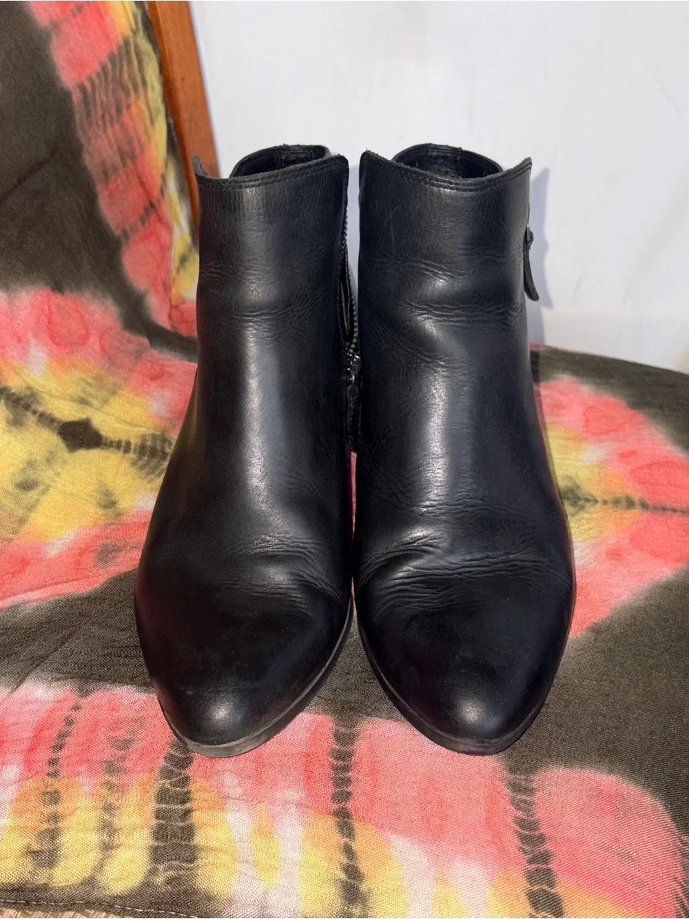 Black Leather Ankle Boots with Side Zip